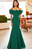 Red Mermaid Off the Shoulder Ruffled Gala Dress