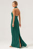 Load image into Gallery viewer, Champagne Sheath Halter Long Bridesmaid Dress With Slit