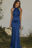 Load image into Gallery viewer, Light yellow Halter Mermaid Satin Bridesmaid Dress