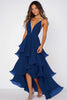 Load image into Gallery viewer, Ruffled Tiered Red Chiffon Spaghetti Straps Formal Dress