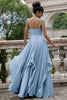 Load image into Gallery viewer, Matcha A Line Spaghetti Straps Long Bridesmaid Dress with Ruffles