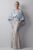 Champagne Sequin Long Sleeves Mermaid Mother of the Bride Dress