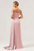 Load image into Gallery viewer, Sage Mermaid Off The Shoulder Pleated Satin Bridesmaid Dress with Slit