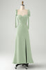 Load image into Gallery viewer, Olive A Line Spaghetti Straps Floor Length Wedding Guest Dress with Slit