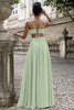 Load image into Gallery viewer, Dark Green A Line V Neck Pleated Chiffon Long Bridesmaid Dress with Lace-up Back