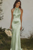 Load image into Gallery viewer, Light yellow Halter Mermaid Satin Bridesmaid Dress