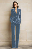 Velvet 2 Piece Plum Peak Lapel Single Breasted Women's Suits