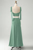 Load image into Gallery viewer, Olive A Line Spaghetti Straps Floor Length Cut Out Bridesmaid Dress with Slit