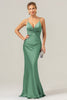 Load image into Gallery viewer, Mermaid Spaghetti Straps Hollow Out Twist Front Purple Bridesmaid Dress