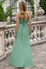 Load image into Gallery viewer, A Line Spaghetti Straps Eucalyptus Long Bridesmaid Dress with Lace Up Back