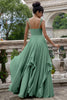 Load image into Gallery viewer, Eucalyptus A Line Spaghetti Straps Long Bridesmaid Dress with Ruffles