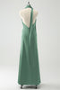 Load image into Gallery viewer, Peacock Sheath Halter Backless Bridesmaid Dress with Slit