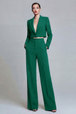 Dark Green Peak Lapel One Button 2-piece Women's Work Suits