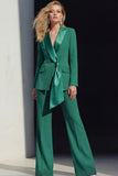 2 Piece Pink Peak Lapel Women's Work Suits with Sash