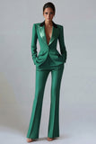 Dark Green Slim Fit 2 Piece Peak Lapel Single Breasted Prom Suits