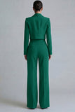 Dark Green Peak Lapel One Button 2-piece Women's Work Suits