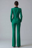 Dark Green Slim Fit 2 Piece Peak Lapel Single Breasted Prom Suits