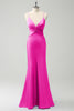 Load image into Gallery viewer, Purple Mermaid Spaghetti Straps Hollow Out Twist Front Bridesmaid Dress