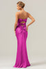 Load image into Gallery viewer, Mermaid Spaghetti Straps Hollow Out Twist Front Purple Bridesmaid Dress