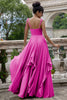 Load image into Gallery viewer, Eucalyptus A Line Spaghetti Straps Long Bridesmaid Dress with Ruffles