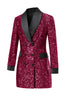 Load image into Gallery viewer, Glitter Burgundy Shawl Lapel Women&#39;s Blazer with Sequins