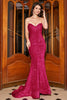 Load image into Gallery viewer, Hot Pink Mermaid Sweetheart Sequins Long Prom Dress