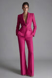 2 Piece Pink Peak Lapel Single Breasted Women's Work Suits
