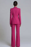 2 Piece Pink Peak Lapel Single Breasted Women's Work Suits