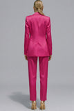 Orange Notched Lapel 2 piece Slim Fit Women's Work Suits