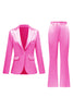 Load image into Gallery viewer, Grey Pink Peak Lapel Satin Slim Fit Women Suits