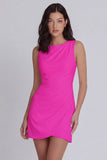 Ivory Bodycon Round Neck Ruched Graduation Dress