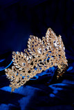 Luxury Crystal Prom Queen Pageant Golden Crown Tiara