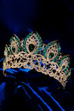 Luxury Crystal Prom Queen Pageant Golden Crown Tiara