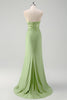 Load image into Gallery viewer, Mermaid Green Strapless Cut Out Corset Long Prom Dress with Slit