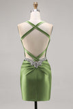 Corset Satin Bodycon Dark Green Graduation Dress