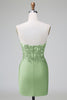 Load image into Gallery viewer, Dark Green Strapless Floral Appliques Satin Short Graduation Dress