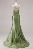 Fuchsia Mermaid Cut Out Pleated Satin Bowed Long Prom Dress with Slit