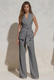 White Notched Lapel Ruched Slim Fit Women's Work Suit