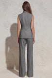 White Notched Lapel Ruched Slim Fit Women's Work Suit