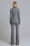 2 Piece Fresh Emerald Shawl Lapel Double Breasted Women's Work Suits