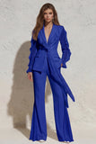 White Notched Lapel Ruffled Slim Fit Women Suit