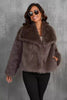 Load image into Gallery viewer, Fluffy Black Turn Lapel Faux Fur Winter Coat