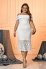 Load image into Gallery viewer, White Off the Shoulder Mermaid Ruffle Tea Length Party Dress