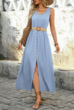 Army Green A Line Summer Dress with Belt