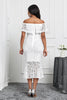 Load image into Gallery viewer, White Off the Shoulder Mermaid Ruffle Tea Length Party Dress