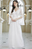 Load image into Gallery viewer, White A-Line V Neck Lace Bell Sleeves Long Wedding Party Dress