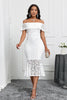 Load image into Gallery viewer, White Off the Shoulder Mermaid Ruffle Tea Length Party Dress