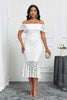 Load image into Gallery viewer, White Off the Shoulder Mermaid Ruffle Tea Length Party Dress