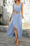 Army Green A Line Summer Dress with Belt