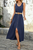 Army Green A Line Summer Dress with Belt